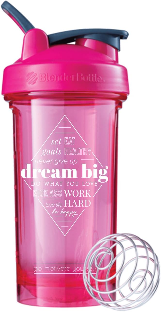 GOMOYO Motivational Quotes on BlenderBottle Brand Pro Series Shaker Cup, Pro24 & Pro28, Includes BlenderBall Whisk