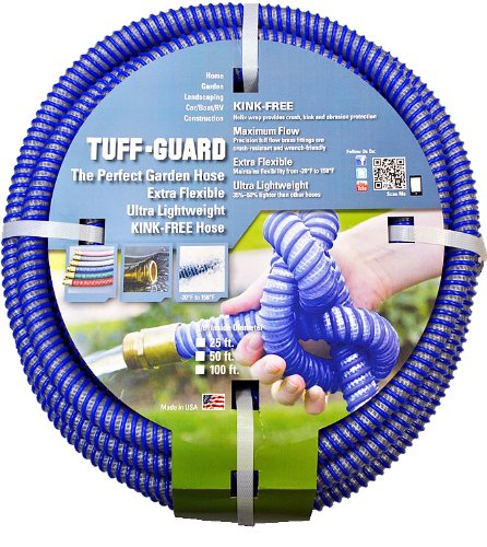 Tuff-Guard The Perfect Garden Hose, Kink Proof Garden Hose Assembly, Blue, 5/8 Male x Female GHT Connection, 5/8 ID, 50 Foot Length