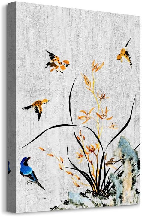 Canvas Wall Art For bedroom bathroom hallways Wall Decoration kitchen office wall decor Beautiful Watercolor blue Bird pictures flower Wall Art Paintings on Contemporary Modern Home Decor Giclee Print
