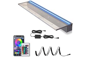 Aquadock 36'' APP Control Pool Waterfall Spillway Acrylic Pond Fountain with RGB LED Lights, Fountain Set for Outdoor Decorations, Koi Pond Swimming Pool w/16 Color Changing Spillway for Sheer Descent