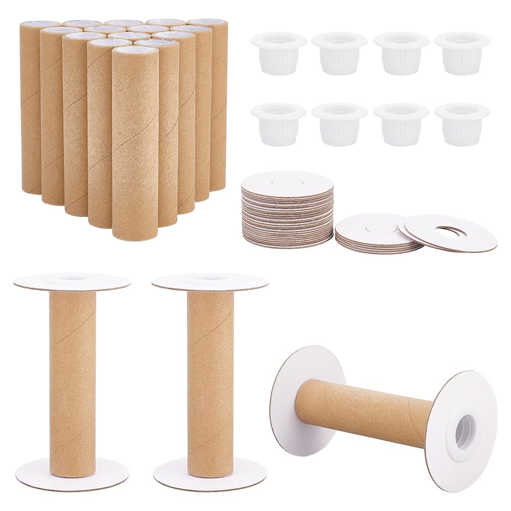 PH PandaHall 16 Sets Empty Paper Thread Spools, 9.9cm/3.9" Wire Weaving Bobbins Paper Sewing Spools Detachable Thread Ribbon Holder for Yarn Cord Embroidery Sewing Metal Wire Chains DIY Arts Crafts
