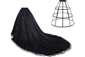 BPURB Bridal Satin Skirt with Full Long Train and Petticoat Tulle Skirt for Wedding Length 85" Waist 27.55"-47.24"