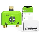 RAINPOINT WiFi Water Timer for Garden Hose, 2 Zone WiFi Sprinkler Controller, Smart Hose Timer Valve, Automatic Drip Irrigation System/Rain Delay for Garden (Brass Inlet &amp; Outlet, Ethernet Gateway)