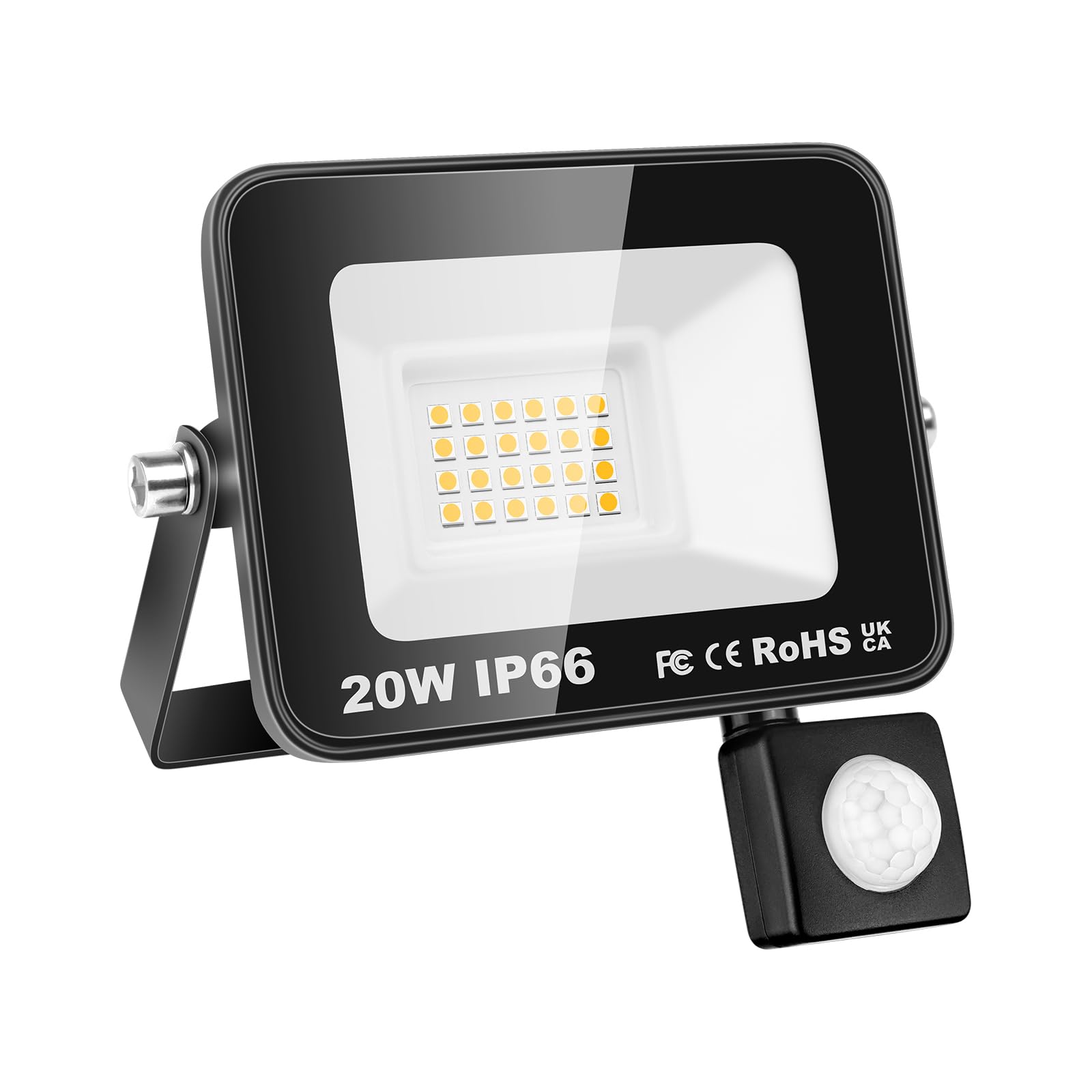 Willpower LED Security Lights Outdoor Motion Sensor 20W LED Floodlight 2000lm IP66 Waterproof PIR Lights Warm White 3000K Wall Light for Garden Backyard Garage Doorway Court Patio Lawn