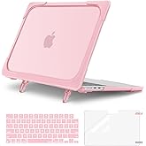 MOSISO Compatible with MacBook Air 13 inch Case 2026-2022 M4 A3240 M3 A3113 M2 A2681, Heavy Duty Hard Shell with Fold Kickstand&Keyboard Cover&Screen Film for MacBook Air 13.6 inch Case, Pink