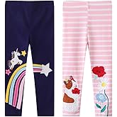 WEONEDREAM Stretch Leggings for Girls Toddlers Long Pants 2-7 Years