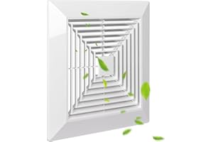 TIHCXNY ( 1Piece 9" x 9"Inch Bathroom Exhaust Fan Cover with Spring, Square Ceiling or Wall Mounted Exhaust Fan, Ceiling Fan, Grille, Air Diffuser, Diverter Ventilation Hood, Replacement Accessories