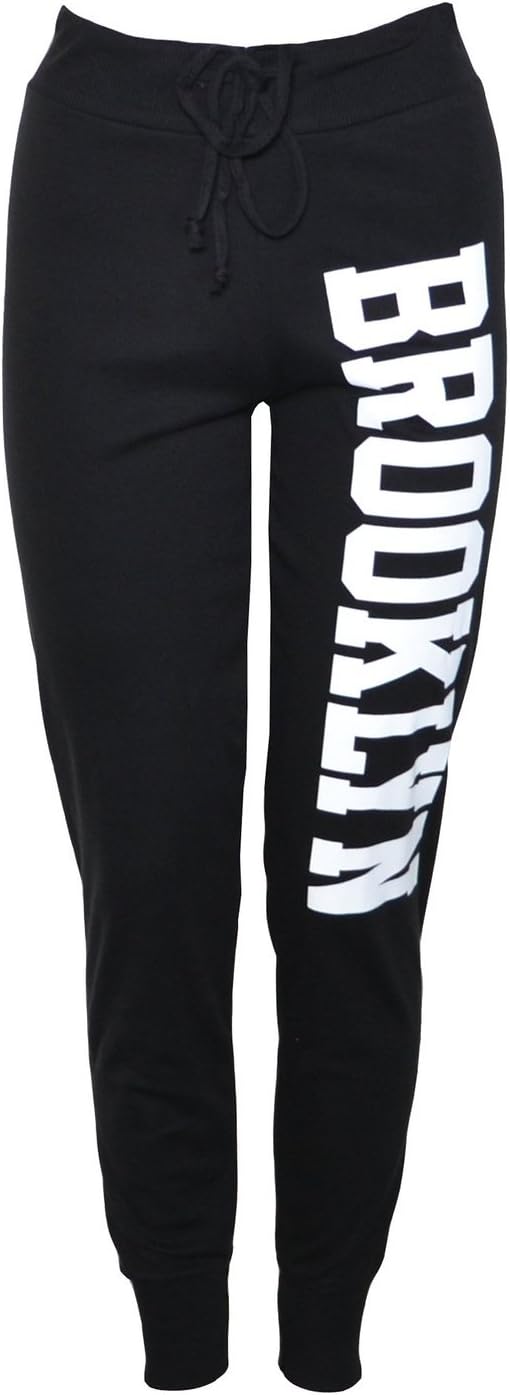 Fire Loli Women's High Waisted Brooklyn Cuffed Joggers [6103],Black,Medium