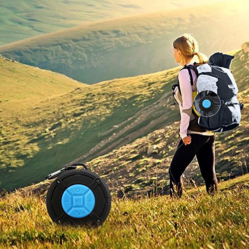 Tsumbay Waterproof Wireless Shower Speakers Portable Speaker with IPX7, Suction Cup, Speakers Buit-in Micphone for Bathroom, Shower, Boat, Pool, Beach, Kitchen, Car, Outdoor --Blue