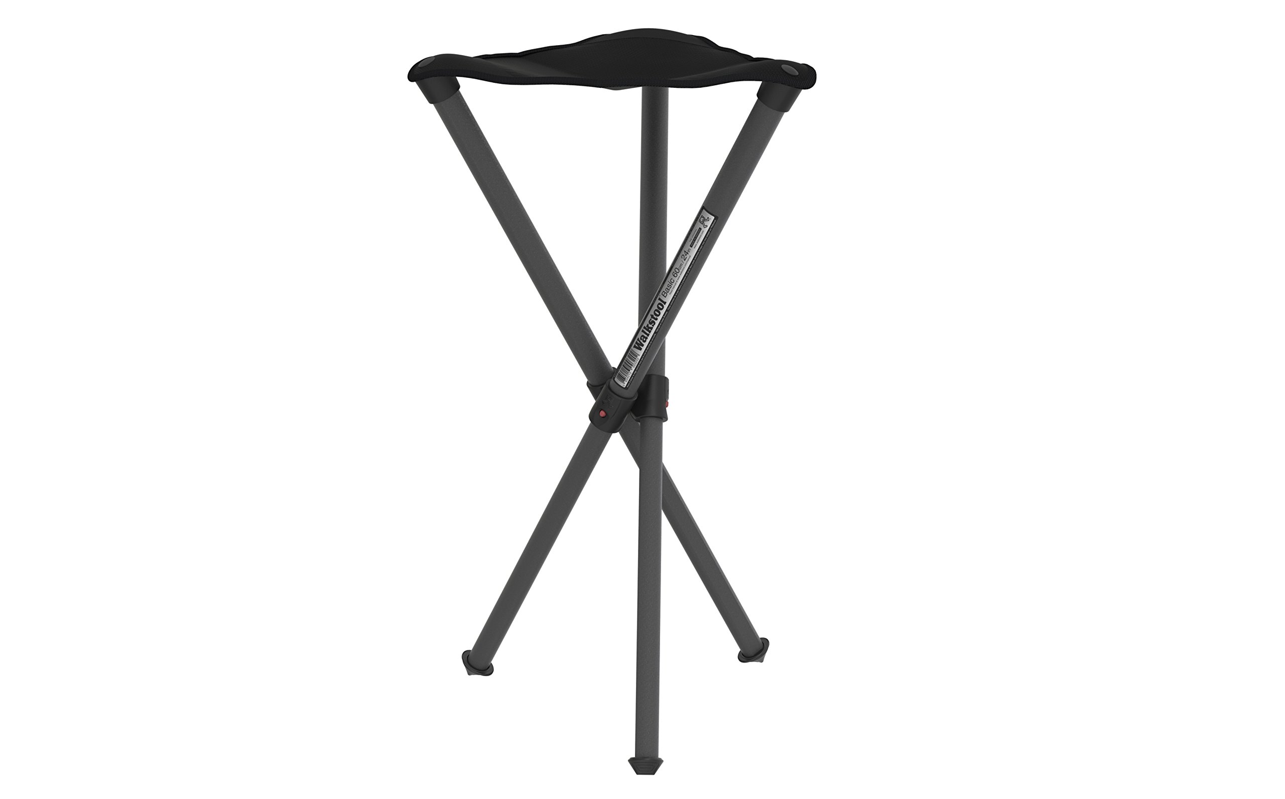 Walkstool - Basic Model - Black - 3 Legged Folding Stool in Aluminium - Height 60 cm - Foldable Stool - Maximum Load 175 kg - Made in Sweden