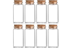 EWEIGEER 8 pcs 50ml Small Glass Bottles with Cork Stopper,Potion Bottles Halloween Candy Glass Bottle Decorative,Vials Jars,Cute Storage Jar,Wishing Bottle 37x70mm(1.46x2.76inch)