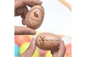 Custom Musical Easter Egg Shaker 2026, Hollow Fillable Wooden Easter Basket Stuffer, Personalized First Easter Gift for Boys 