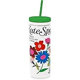 kate spade new york Insulated Tumbler with Reusable Straw, 20 Ounce Acrylic Travel Cup with Lid (Magazine)