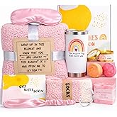 Get Well Soon Care Package for Women, 12 Pcs Deluxe Self-Care Gift Box with Pink Cozy Blanket, Tumbler, Candle & Spa Feel Better Basket – After Surgery, Thinking of You, Encouragement Recovery Gifts