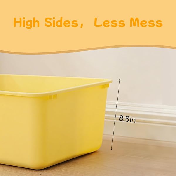 LOOPTIME LARGE CAT LITTER BOX WITH HIGH SIDES,CAT LITTER PAN WITH LOW ENTRY,CAT BOX FOR INDOOR KITTENS & SENIOR CATS,ANTI-SPLASHING,WATERPROOF,EASY TO CLEAN,DURABLE (WHITE)
