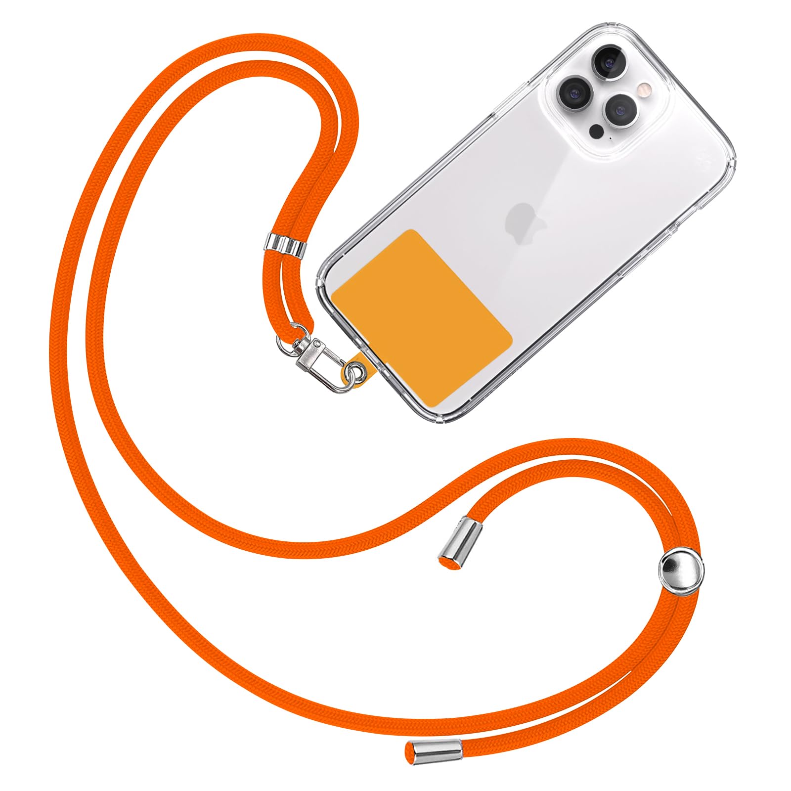TBOC Mobile Phone Lanyard Strap, Mobile Phone Cord [Orange] for Hanging Neck, Universal, for Mobile Phone with Pad [Fluorine Orange], Mobile Phone Strap Patch, Carabiner Mobile Phone Lanyard, Lanyard