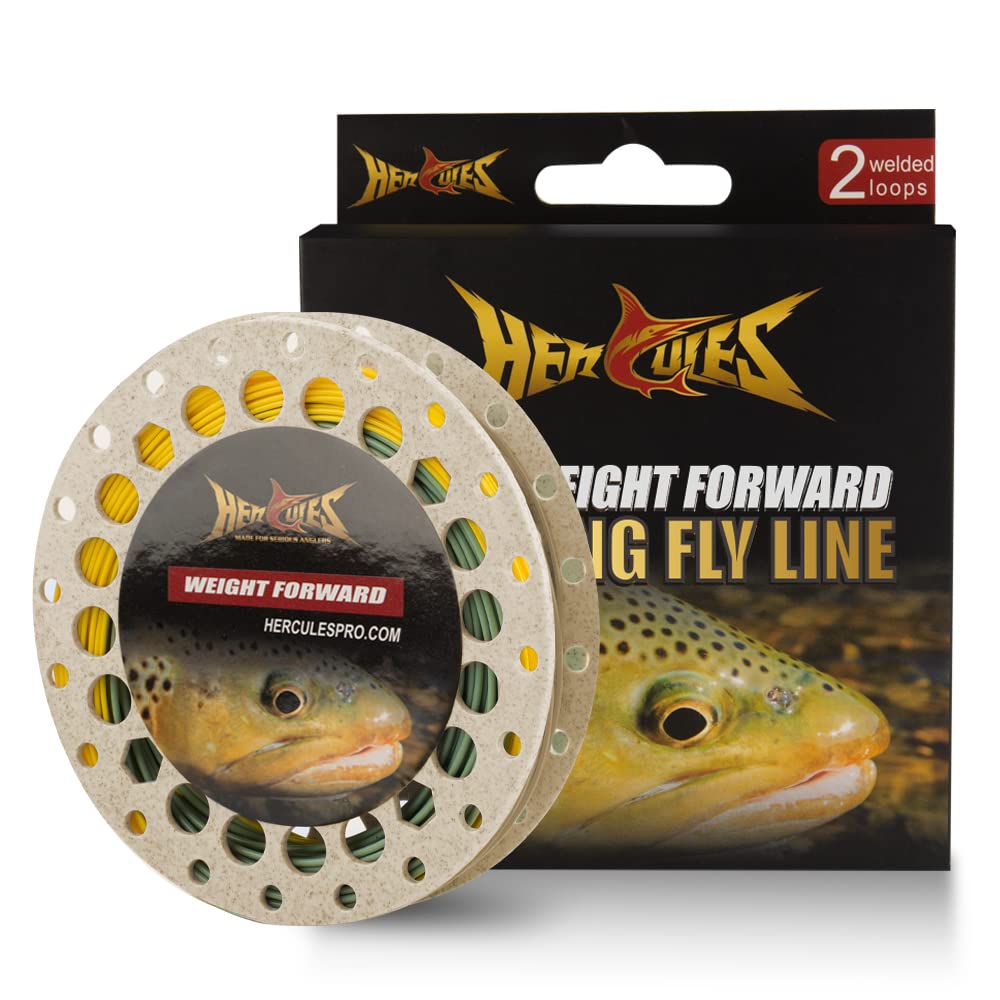Photo 1 of HERCULES Fly Fishing Line Floating Weight Forward Fly Line with Double Welded Loop, Gold & Moss Green, WF3F 90FT
