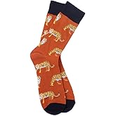 Men's Orange Wild Tigers Zoo Safari Animal Novelty Socks Dress Socks