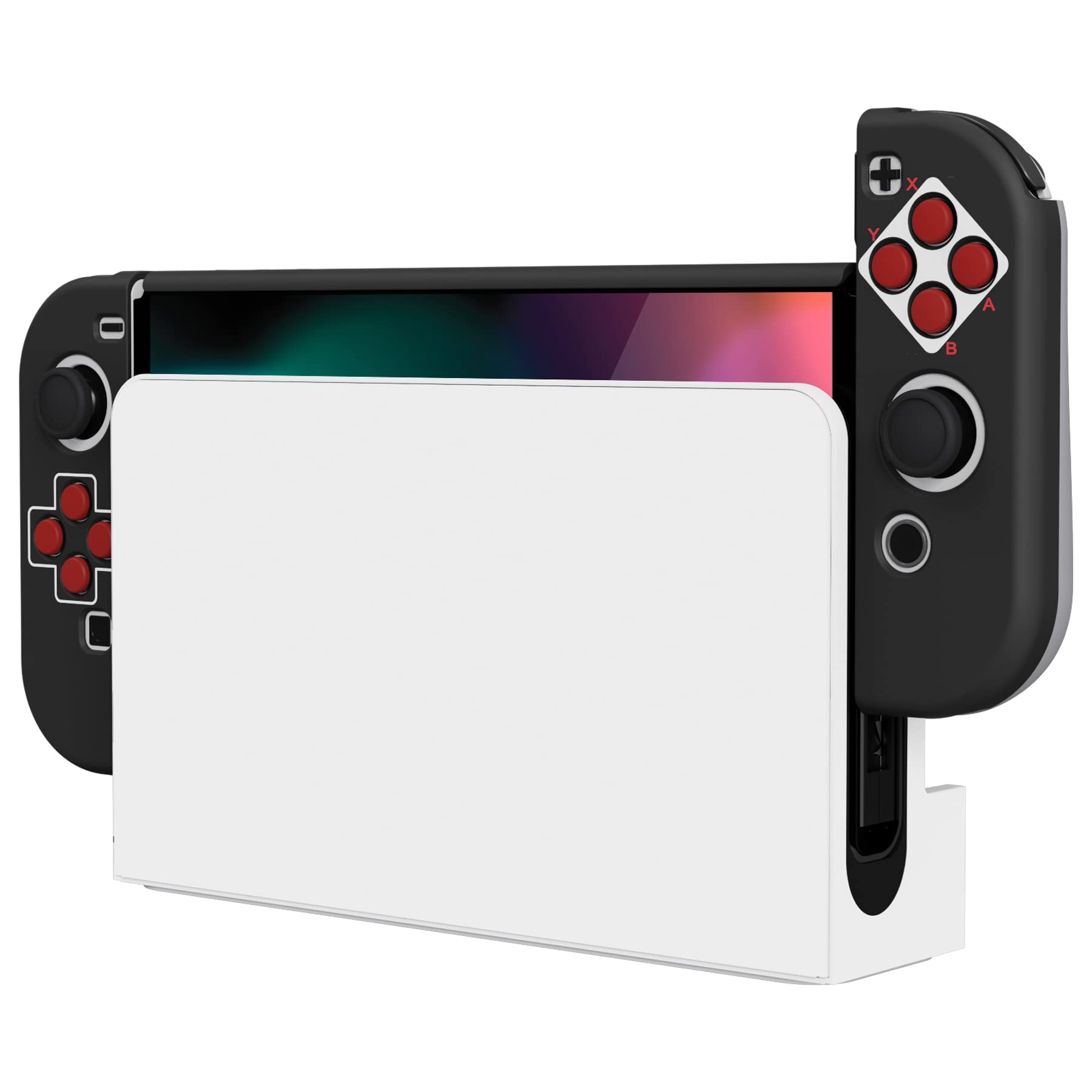 AlterGrips Protective Slim Case for Nintendo Switch OLED, Ergonomic Grip Cover for Joycon, Dockable Hard Shell for Switch OLED w/Thumb Grip Caps & Button Caps