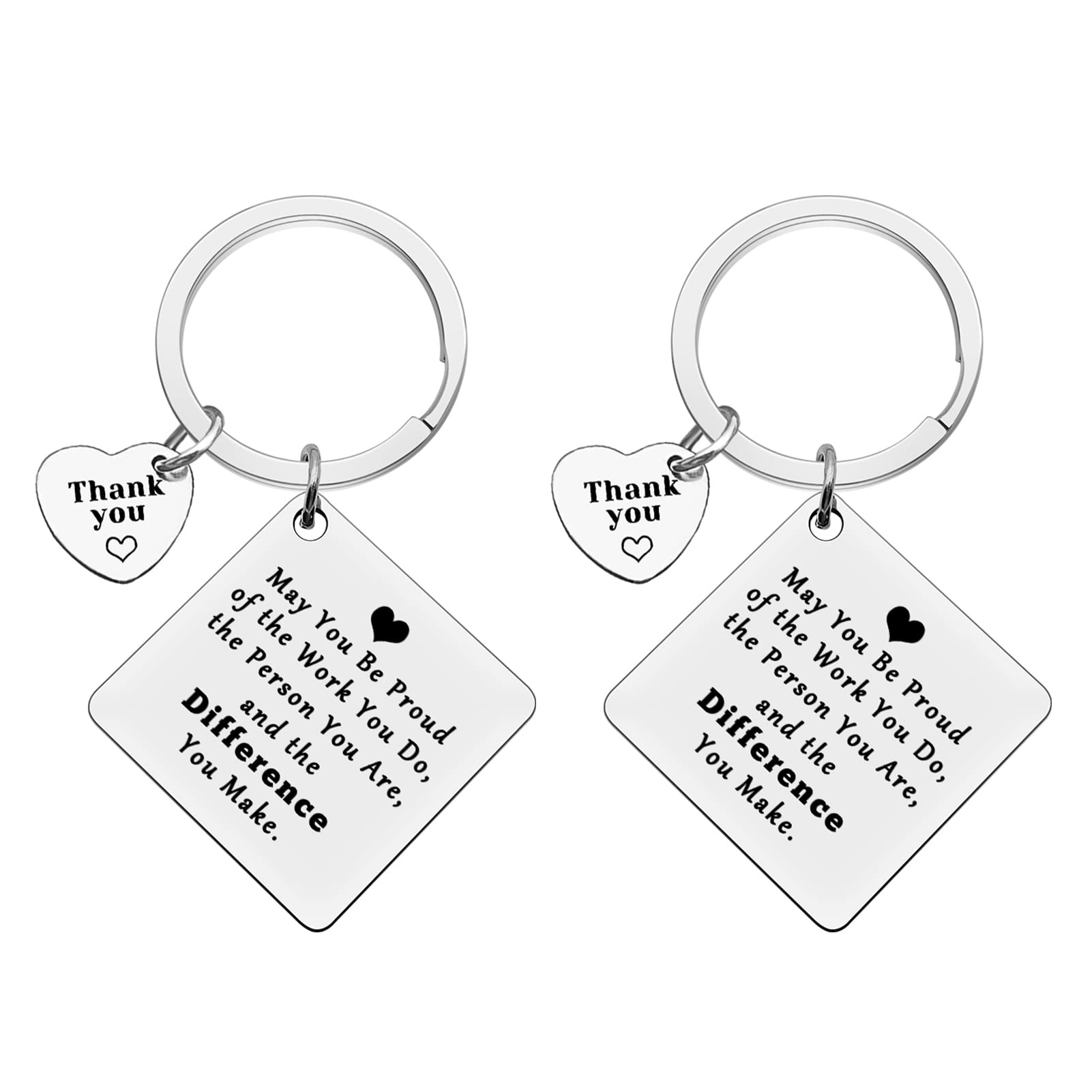 Ximalun 2Pcs Thank You Gifts Appreciation Keyring Make a Difference Keyring Appreciation Gifts for Employee Staff Colleague Thank You Gifts for Nurse Teacher Coach Volunteer Social Worker