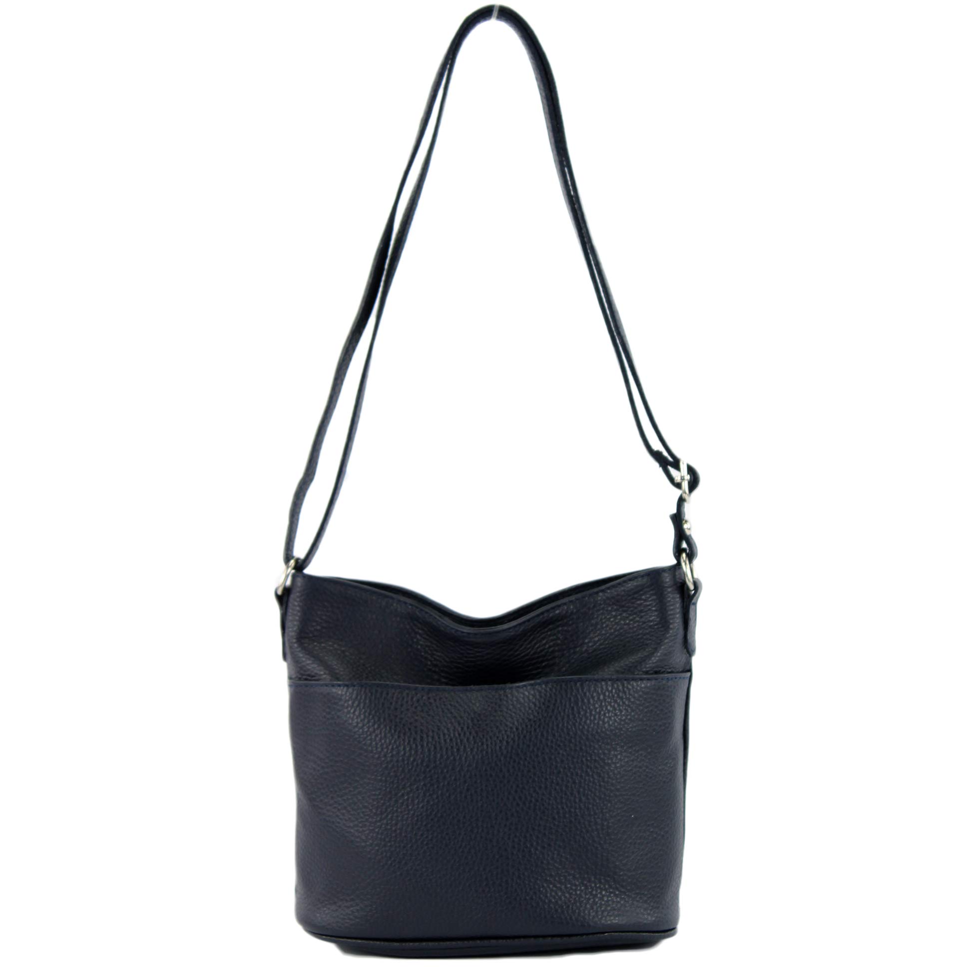 modamoda de - T196 - ital leather shoulder/shoulder bag, Colour:Dark Blue