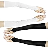 Long Fingerless Gloves, Women Lace Long Opera Party 20s Gloves Adult Size Elbow Length Sheer Mesh Tulle Glove, Tea Party Wedding Bridal Opera Parties Halloween Costume