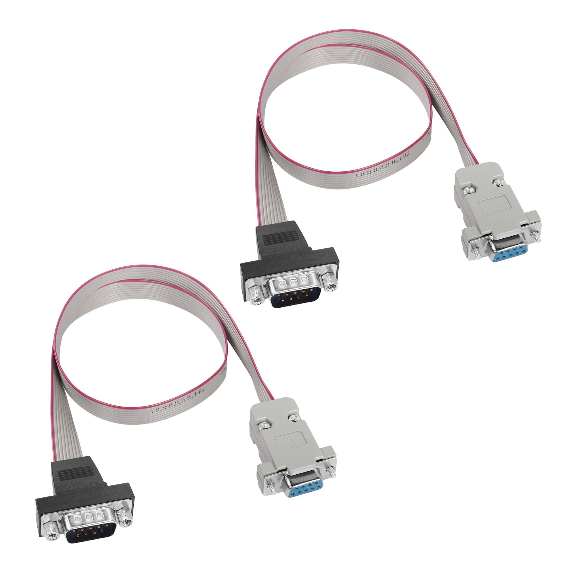 PNGKNYOCN DB9 Flat Ribbon Cable,2 Pack RS232 Male to Female Extension Serial Cable (0.5M)