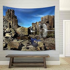 Unusual Coastal Rock Formations at Kiama - Fabric Wall Tapestry Home Decor - 51x60 inches