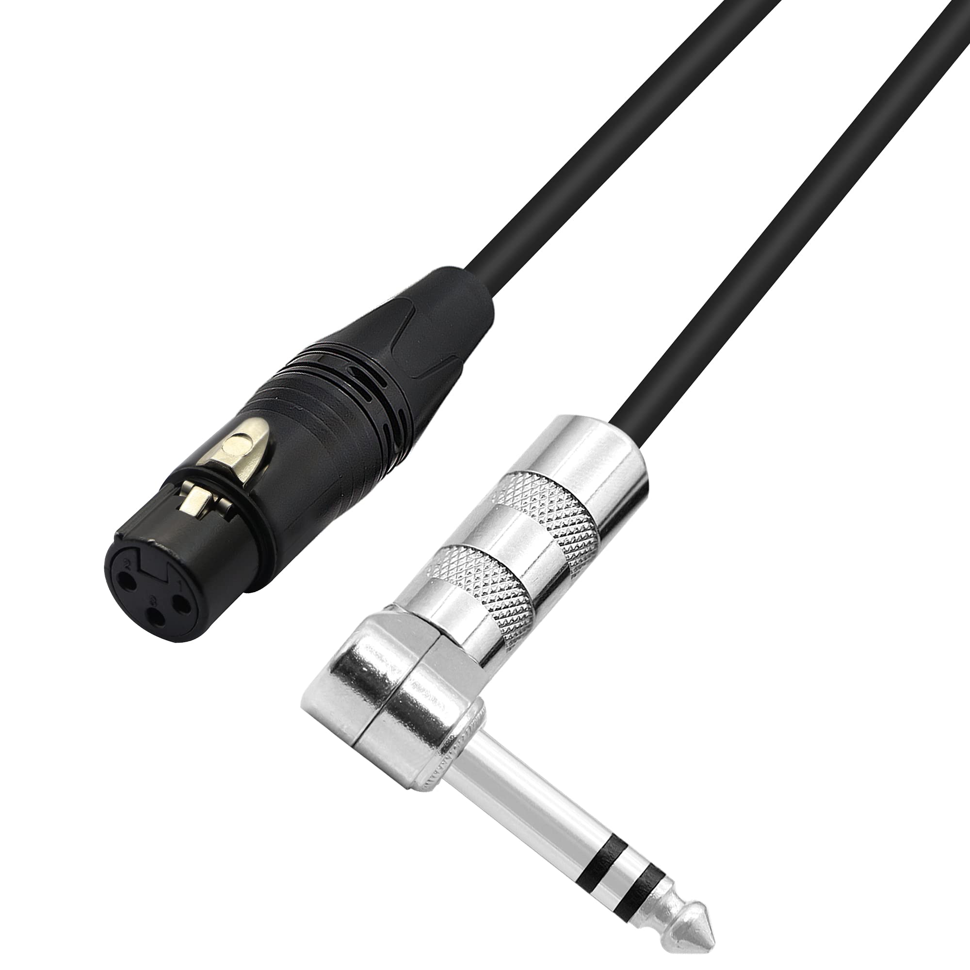 PNGKNYOCN 1/4 to XLR Cable 90 Degree Right Angle 6.35 mm TRS Male Plug to XLR Female Jack Audio Stereo Microphone Cable for Speakers, Stage, DJ and More (0.5M)