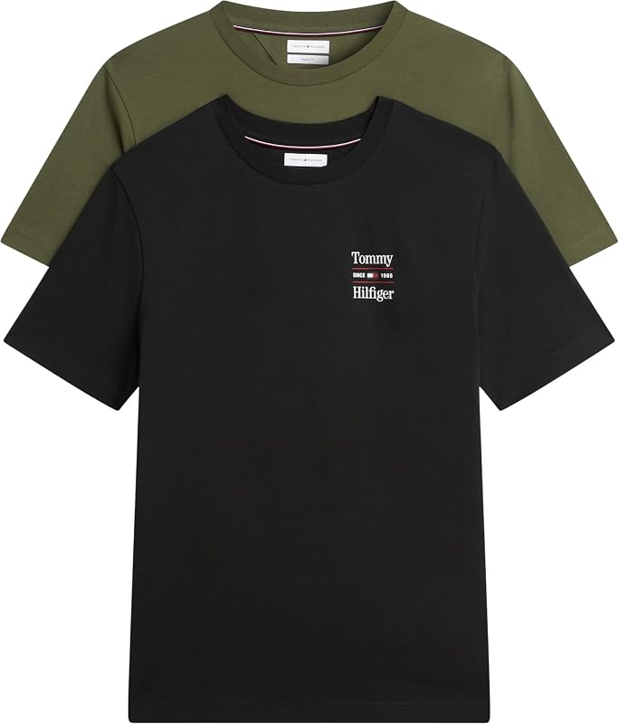 Herren T-Shirt 2er-Pack Chest Graphic Reg Tees Mw0mw45091 S/S, Schwarz/Huntsman Green, M — Foto 1 von 6