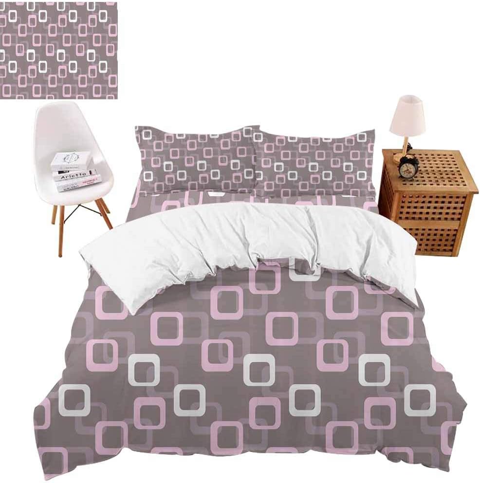 vroselv-home Juego de Funda de edredón, Cuadrados de Esquina ovalados