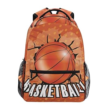Baloncesto De Arte Naranja Mochila Escolar Impermeable Mochilas ...