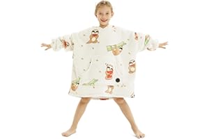 THREE POODLE Wearable Blanket Hoodie for Kids, Oversized Sherpa Sweatshirt Blanket with Giant Hood, Warm Cozy Hooded Blanket, Cute Gifts for Kids Girls Boys