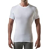 Men's Sweatproof Undershirt - Rayon Blend Crew Neck - Slim Fit - with Sweat Pads