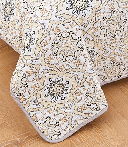 Hannah Linen 4 Piece Down Alternative Quilt Set with Shams and Decorative Pillow - Premium Quality - Hypoallergenic -Plush Microfiber Fill - Machine Washable - (King, Taupe Greyson) - Thumbnail 5