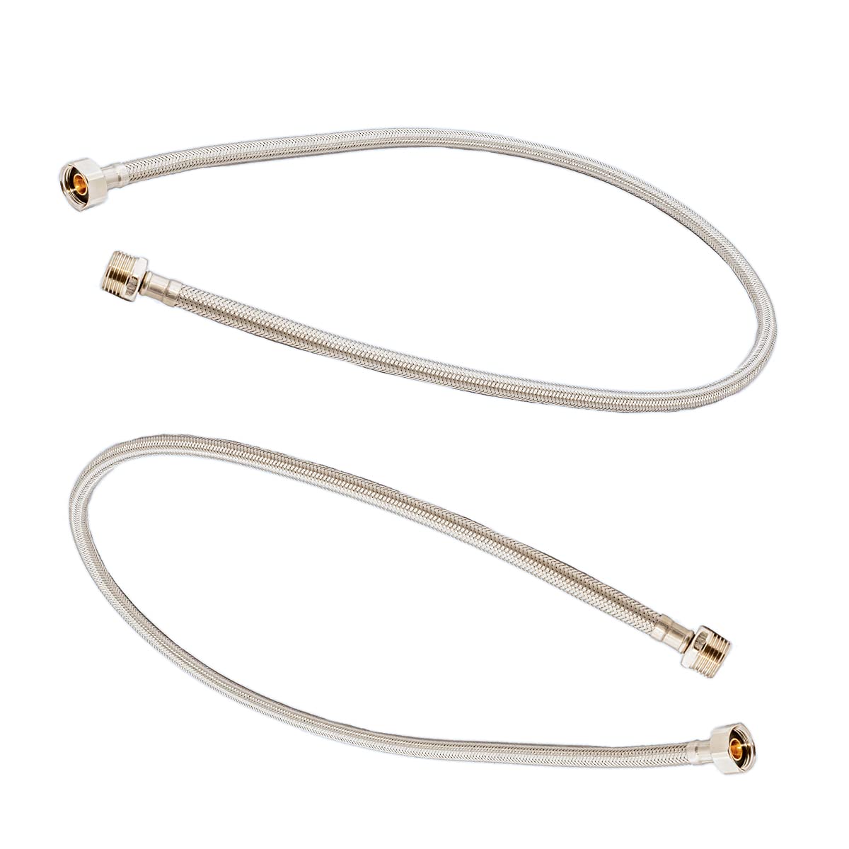 GOLDMAN SERVICE | Set of 2 Plumbing Hose - Male Thread - Female, 1/2 Inch, Long Hose 1 Metre - Stainless Steel Flexible Reinforced Mesh Sleeves