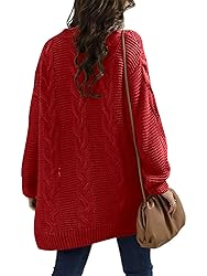 Ferrtye Womens Oversized Chunky Open Front Cardigan