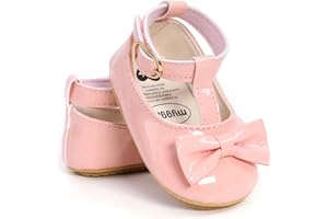 QWZban Baby Shoes Girls Mary Jane Flats Non Slip Soft Sole PU Leather Infant Toddler Sneakers First Walkers Party Christmas Dress Shoes