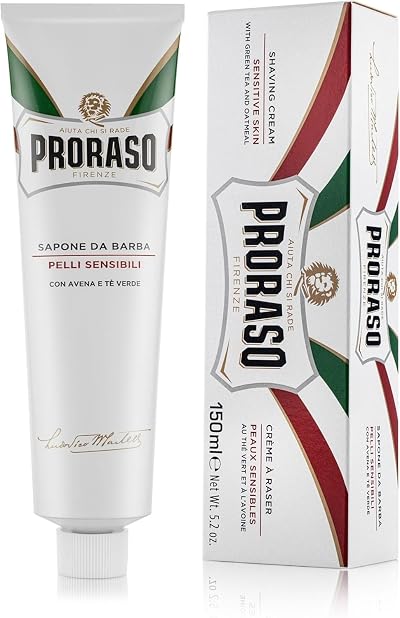 Proraso Shaving Cream Tube Sensitive 150ml Oat Green Tea Italy White