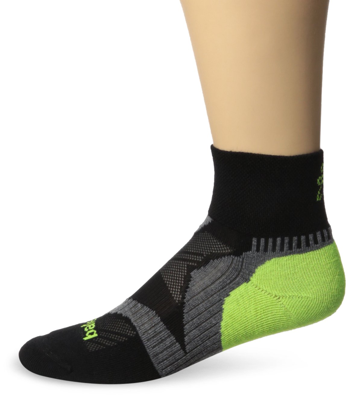Balega Enduro V-Tech Quarter Socks - Black/Grey/Neon Yellow, Small