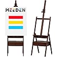 MEEDEN Studio H-Frame Easel with Art Supply Storage Drawer - Adjustable (60"~75") Solid Beech Wood Easel Stand for Artists, Students and Adults, Holds Canvas Art up to 36" - Walnut
