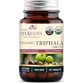 PureAyurbliss Organic Triphala Tablets - Ayurvedic Digestive Blend - 90 Ct | Amla, Haritaki &amp; Bibhitaki - Traditional Ayurvedic Blend - Digestive Support - Gut Wellness - Natural Herbal Nutrition