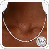 Girluky 1.5mm 2mm Rope Chain 925 Sterling Silver Chain Necklace for Women, 14K Gold Plated Chains for Women Sturdy Women's Chains Necklace, 16 18 20 22 24 26 Inches