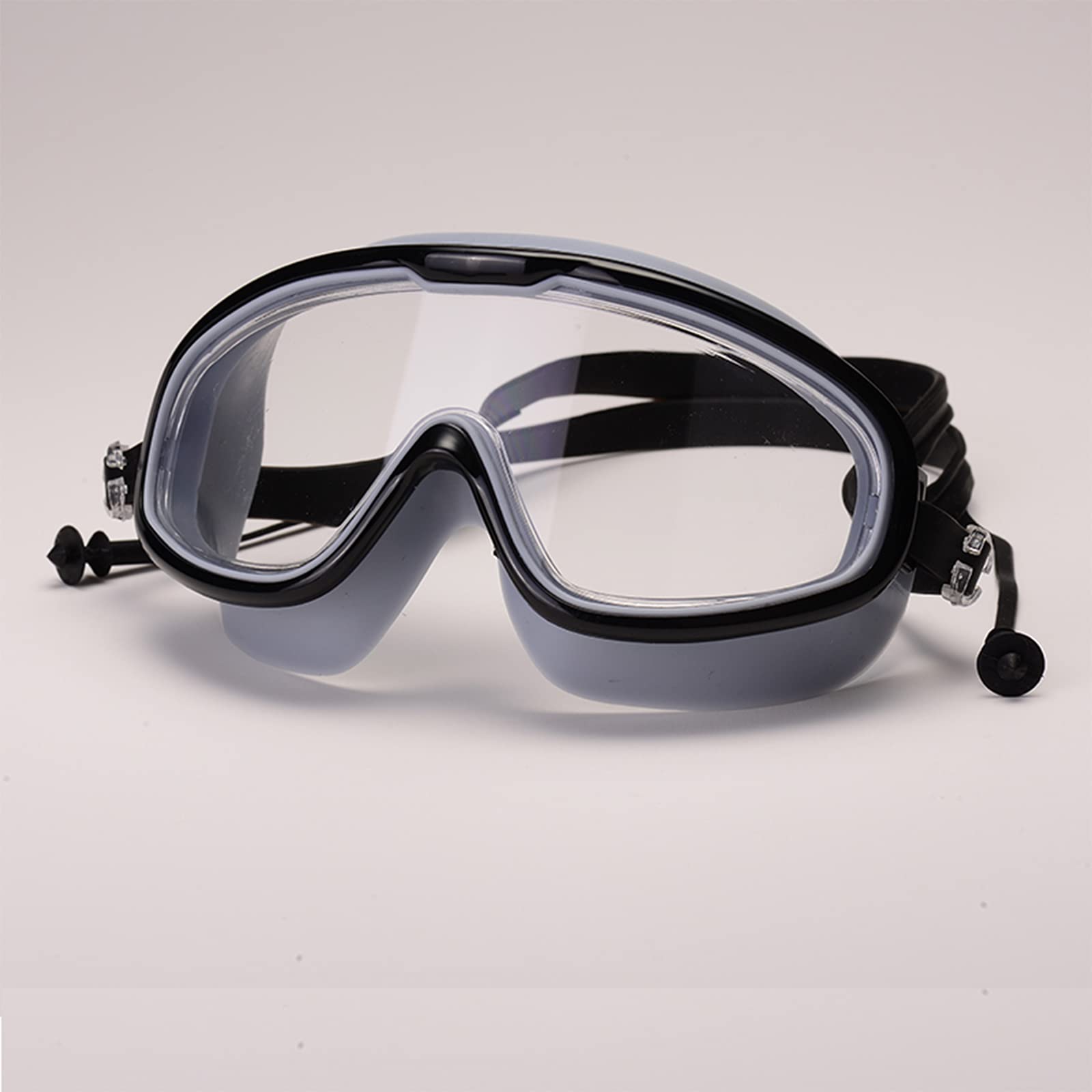 Swimming Goggles,goggles,Swim Goggles attached Ear Plugs,No Leaking Anti Fog UV Protection Swim Goggles Soft Silicone Nose Bridge for Men, Women, Junior, Kids