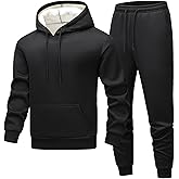 Men's Sherpa Lined Sweatsuit 2-Piece Set Thermal Pullover Hoodie and Joggers Winter Warm Tracksuit Fleece Outfit