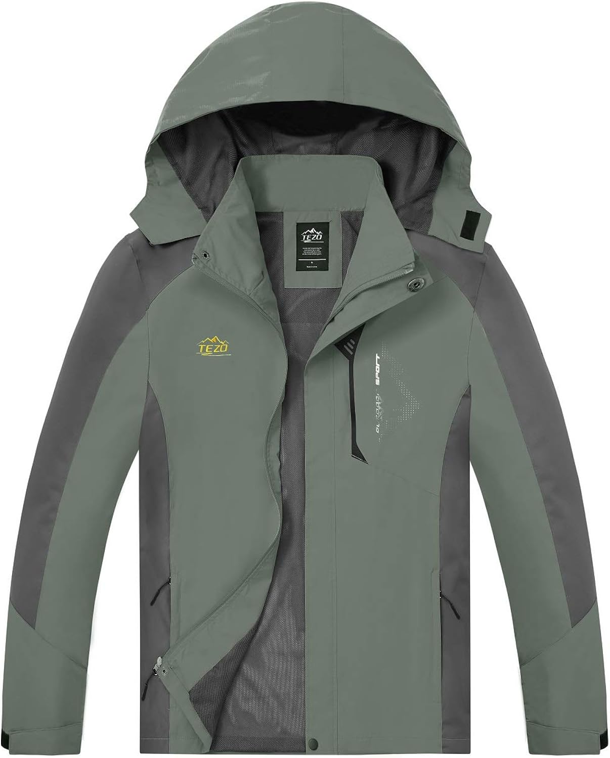 TEZO Mens Rain Jacket Waterproof with Hooded Hiking Coat Lightweight Windbreaker at  Men’s Clothing store