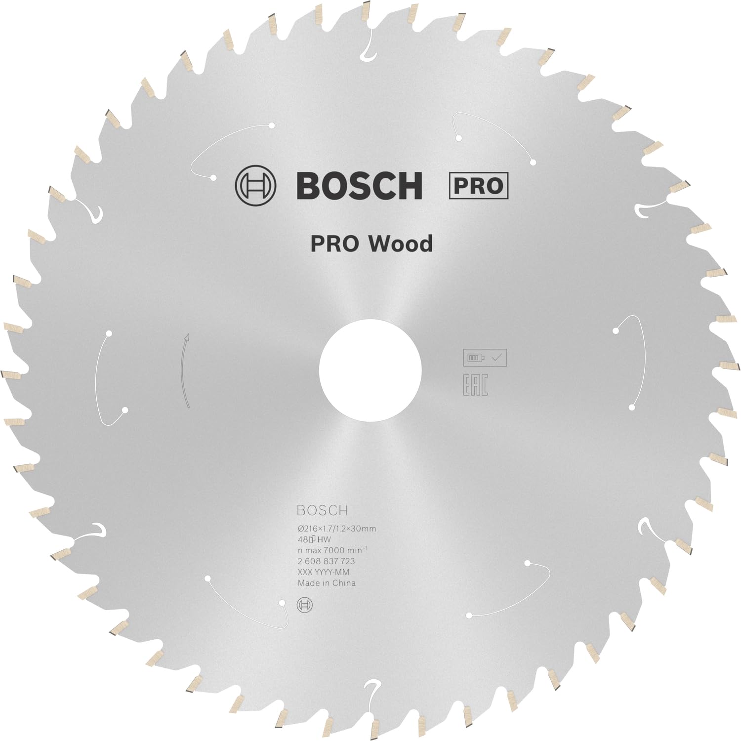 Bosch 1x PRO Wood Circular Saw Blade for Cordless Mitre Saws (for Softwood, Hardwood, Ø mm, Professional Accessory Mitre Circular Saw)