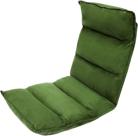 Amazon Weimall 座椅子 リクライニング 14段階 低反発 日本製ギア ハイバック 肉厚クッション へたりにくい スウェード生地 フロアチェア オリーブ 座椅子 オンライン通販