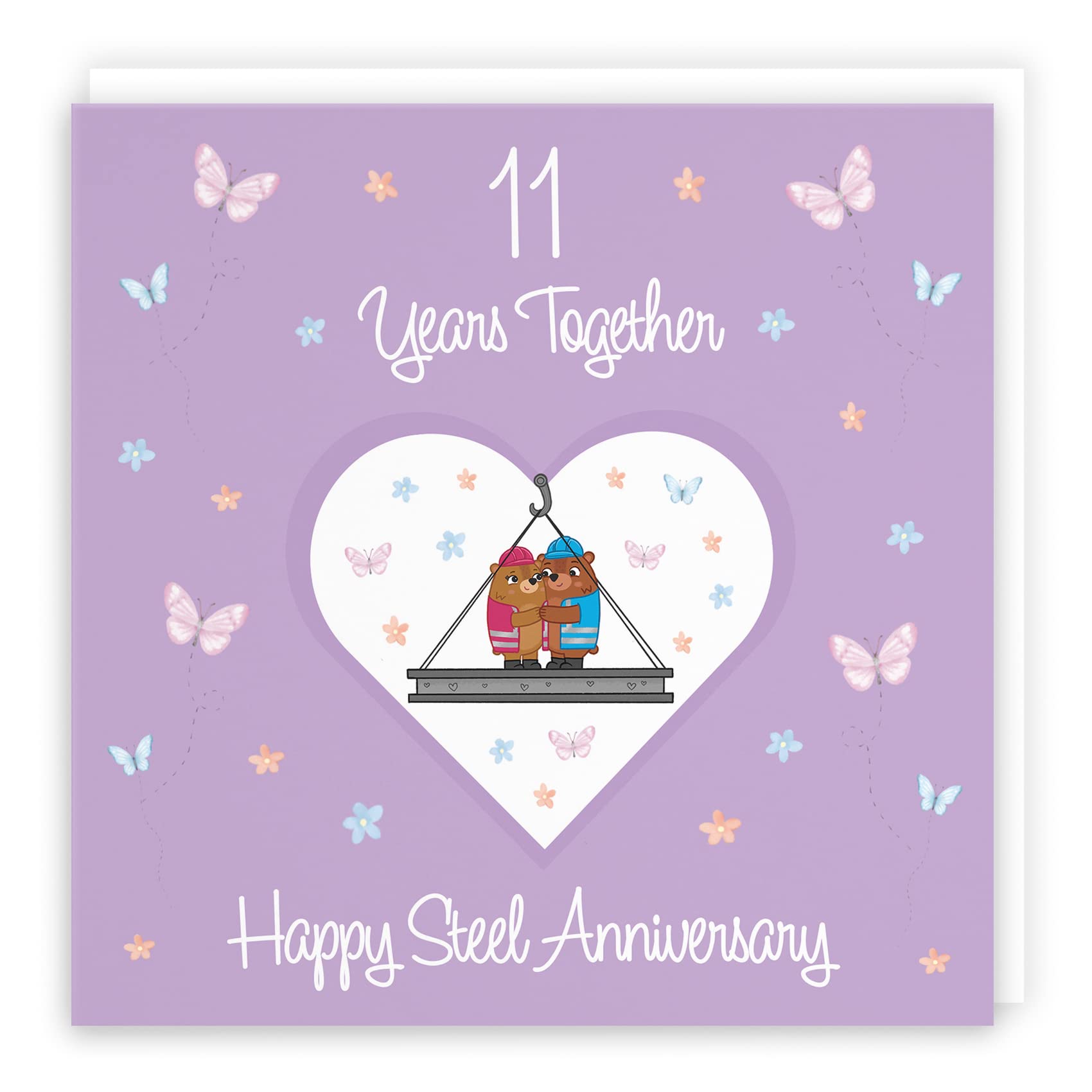 Hunts England - 11th Anniversary Card For Him Or Her - 11 Years - Steel Anniversary - Romantic Meadows - Fun Card - Eleventh Anniversary Card For Couples, Boyfriend, Girlfriend, Husband, Wife, etc. — image 1