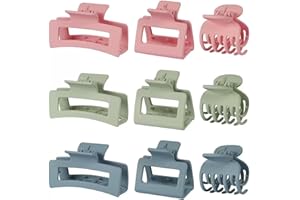 9 PCS Hair Clips for Women,Big and Small Neutral Rectangle Hair Claw Clips, Non-slip Matte Large Hair Clips for Women,Strong 